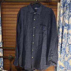 Ralph Lauren Polo Men's Dark Blue Casual linen Shirt